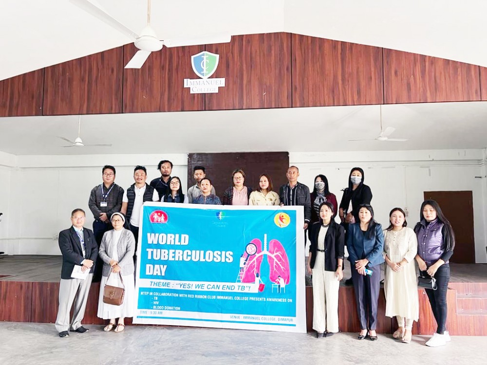 Students, staff and health workers during the observation of World Tuberculosis Day at Immanuel College, Dimapur on March 24. (Morung Photo)